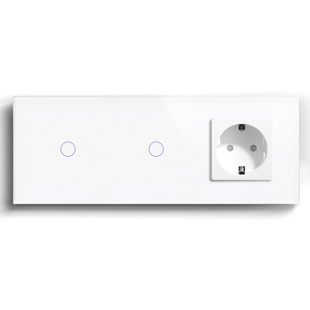 Bseed Double Zigbee Light Switches With EU Standard Not Smart Wall Sockets Light Switches Bseedswitch White 1gang+1gang +socket