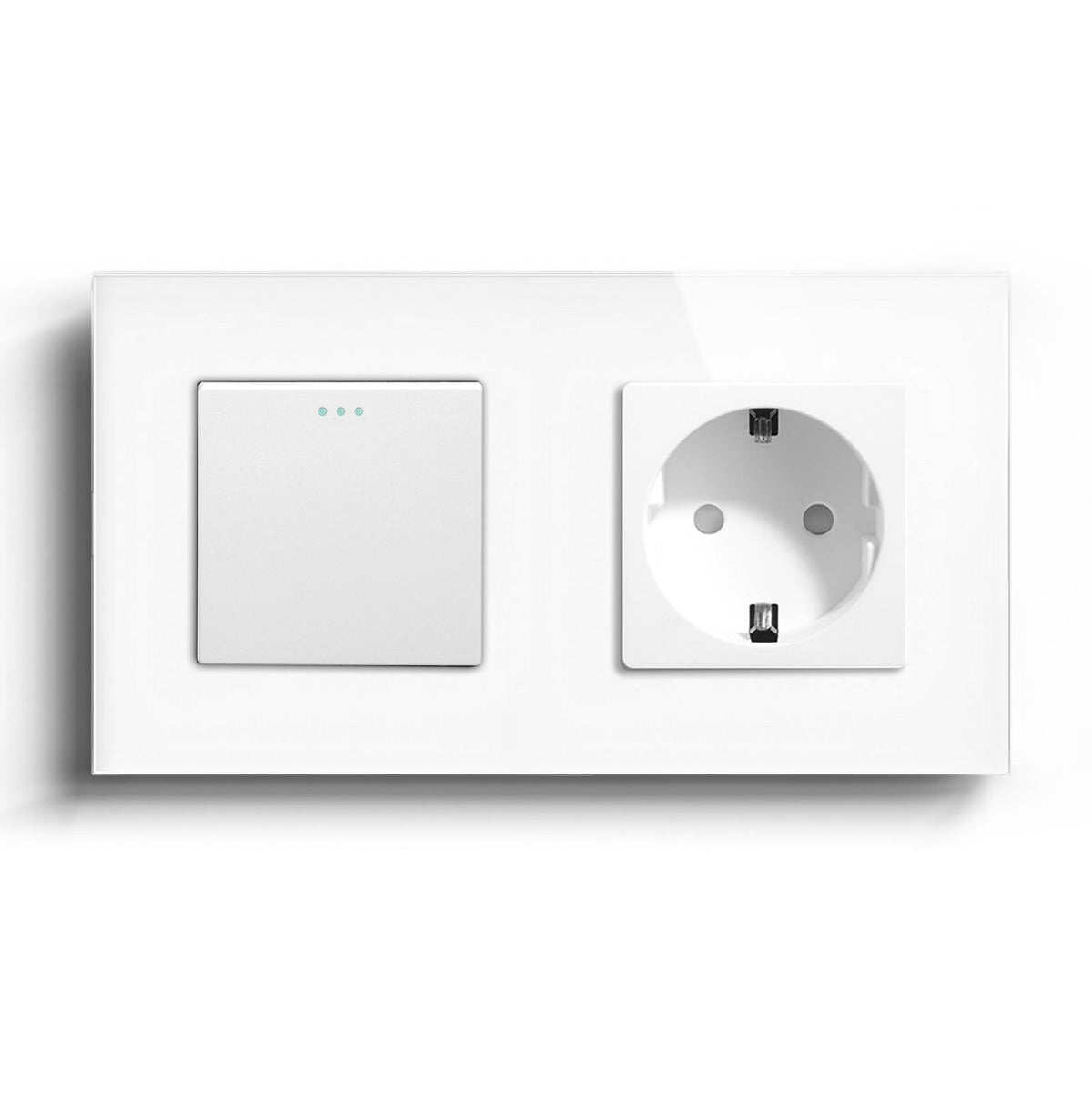 BSEED Mechanical 16A 1/2 Way Touch Light Switch With Normal Eu Socket Power Outlets & Sockets Bseedswitch White 1Gang 1Way