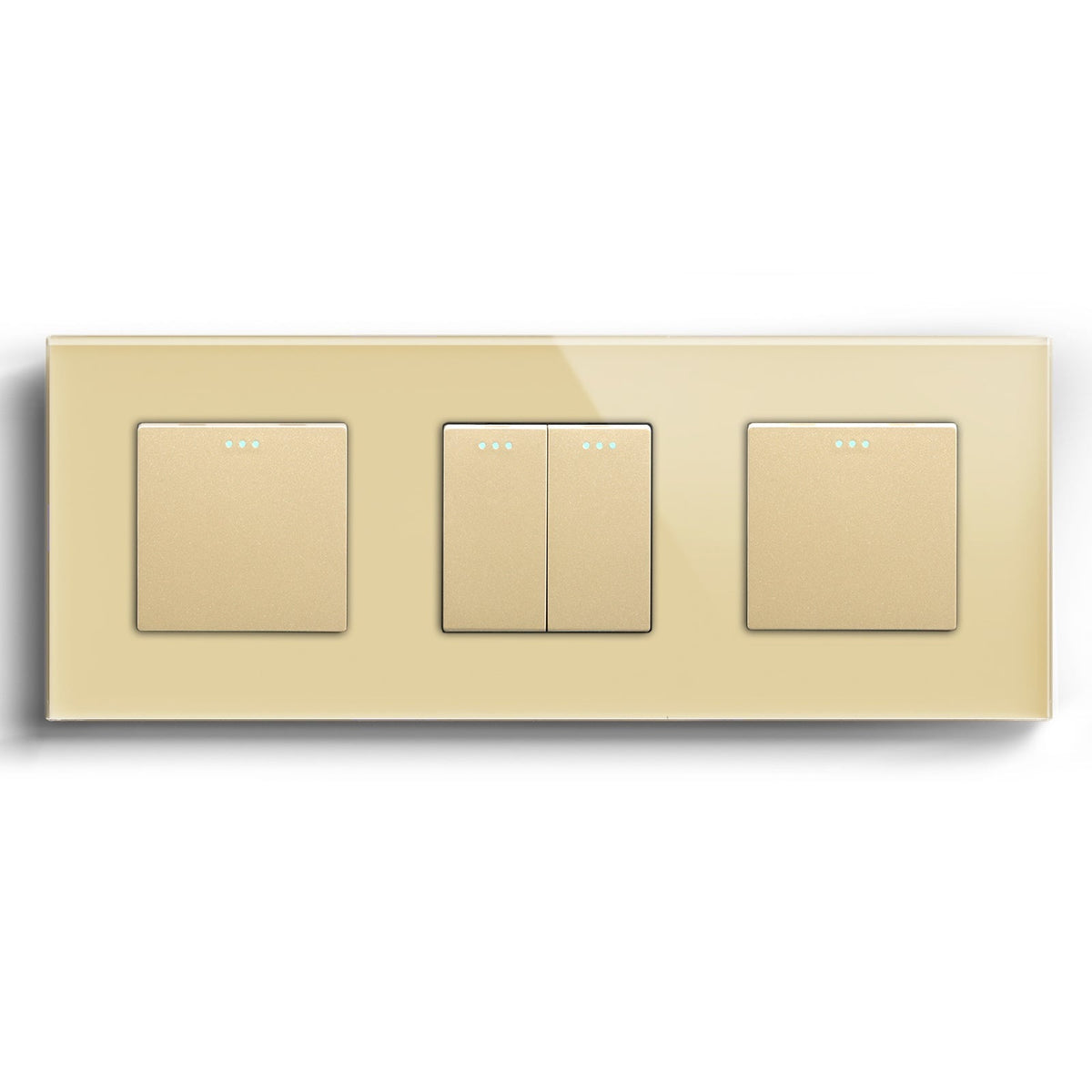 Bseed Mechanical Button Light Switch 1way Switch 228mm Light Switches Bseedswitch Gold 1Gang+2Gang+1Gang