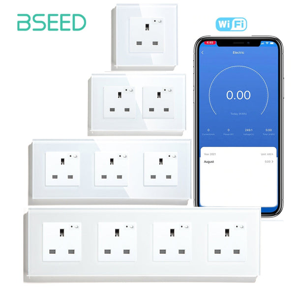 BSEED Smart WiFi UK Standards Wall Sockets with Metering Power Outlets & Sockets Bseedswitch 