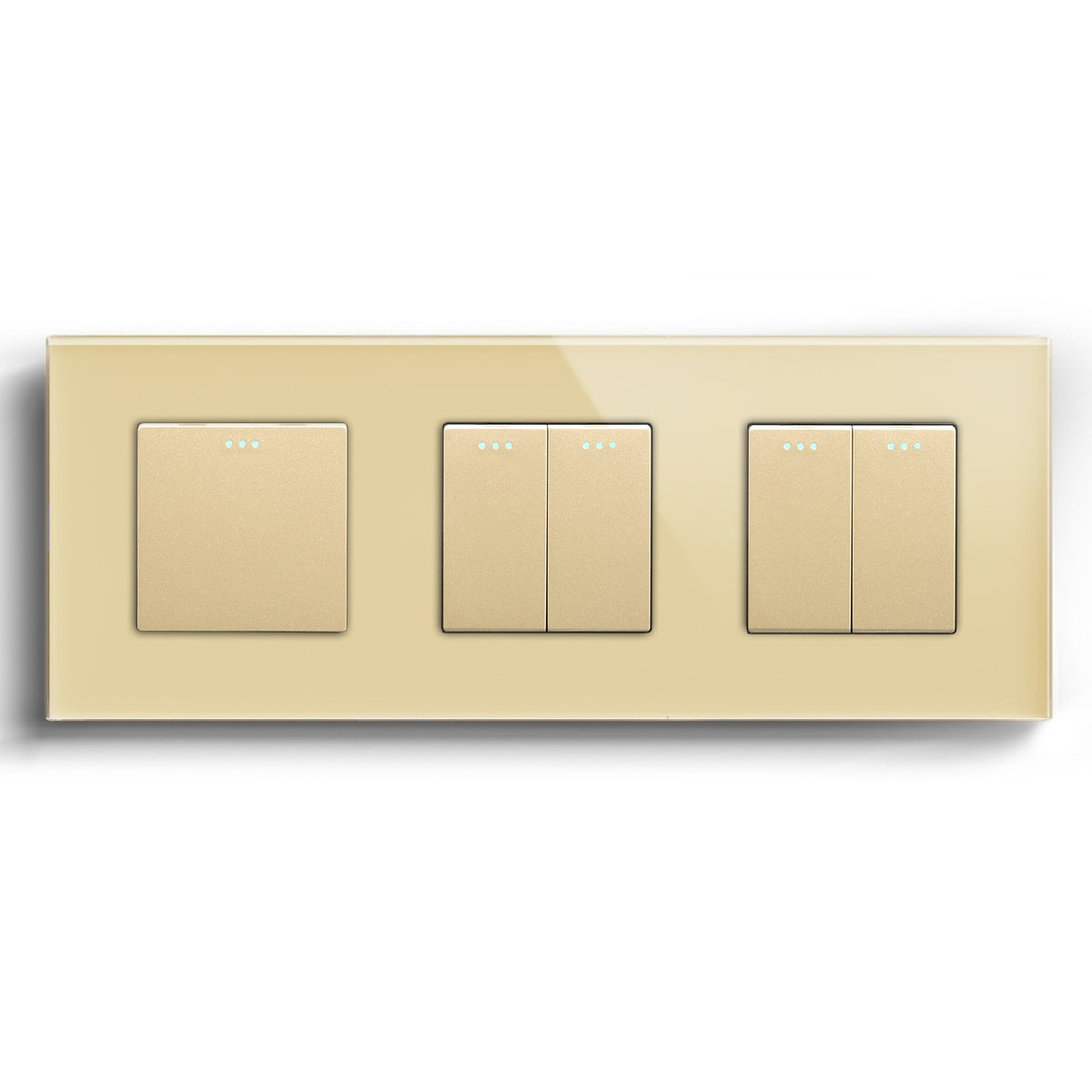 Bseed Mechanical Button Light Switch 1way Switch 228mm Light Switches Bseedswitch Gold 1Gang+2Gang+2Gang