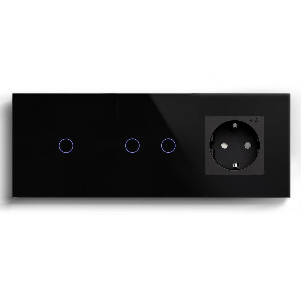 Bseed WiFi Light Switches Multi Control With Wifi EU Normal Standard Wall Socket Light Switches Bseedswitch Black 1Gang + 2Gang + Socket