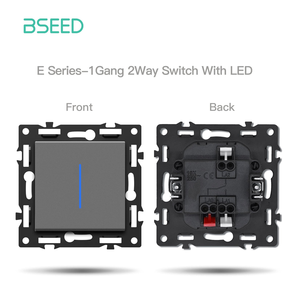 BSEED DIY Part Customized Free Combinations Mechanical Light Switch Wall Socket Insert Grey Color Crystal Glass Panel Light Switches Bseedswitch 1 Gang 2 Way Switch With Neon
