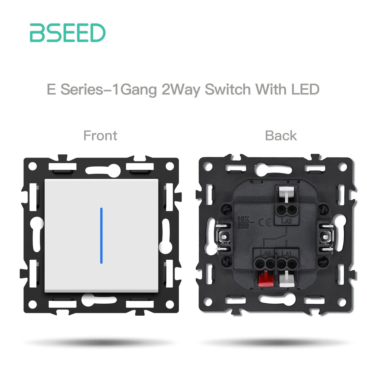 BSEED DIY Part Customized Free Combinations Mechanical Switch Socket Insert White Color Crystal Glass Panel Light Switches Bseedswitch 1 Gang 2 Way Switch With Neon