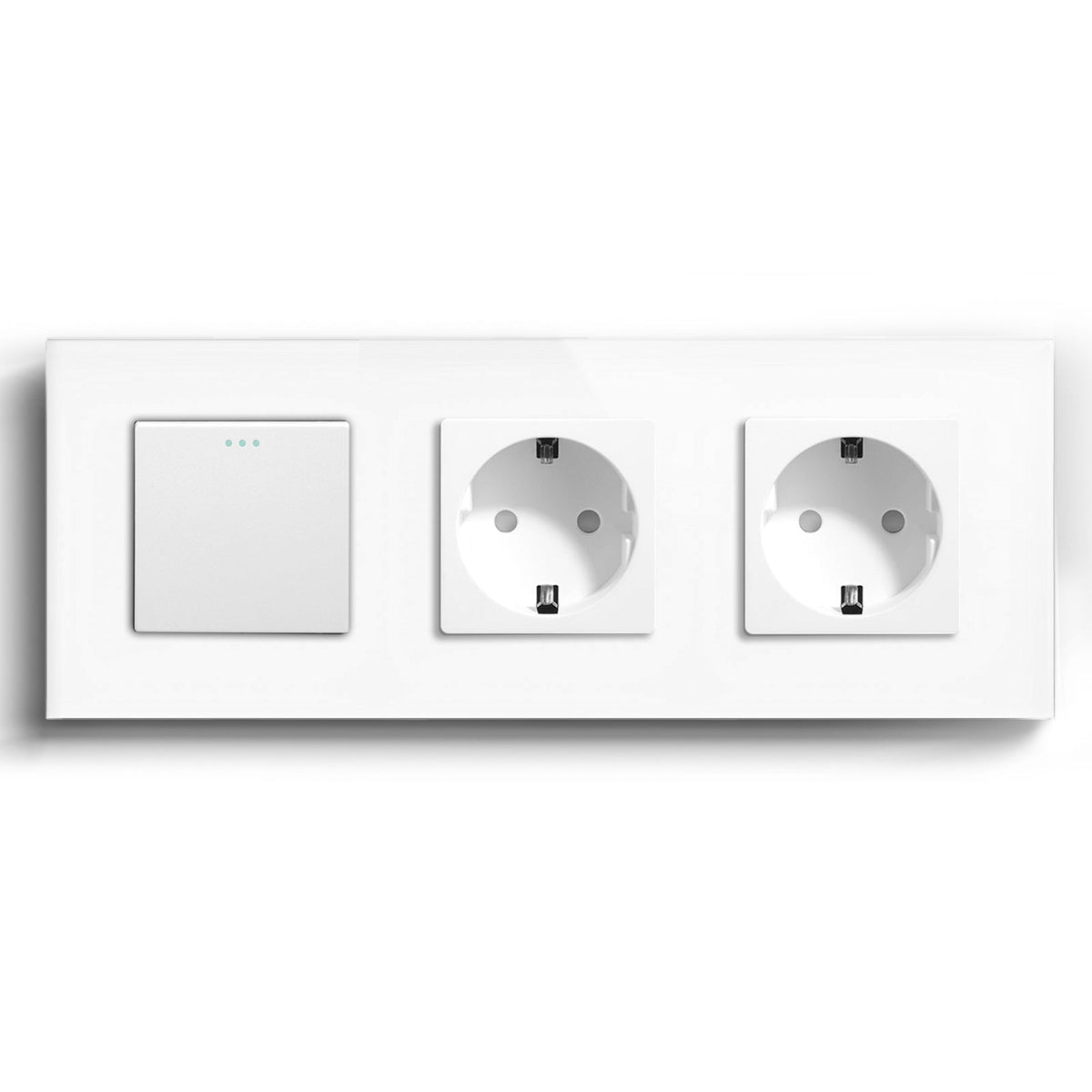 BSEED 1/2/3 Gang 1/2 Way Light Switch With Normal Eu Socket Power Outlets & Sockets Bseedswitch White 1Gang 2way