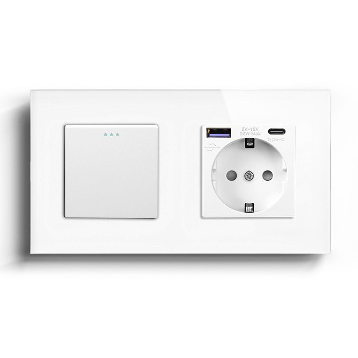 BSEED Mechanical 1/2/3 Gang 1/2Way Touch Light Switch With Normal Eu Socket with FAST charge typcs-c Power Outlets & Sockets Bseedswitch White 1Gang 2Way