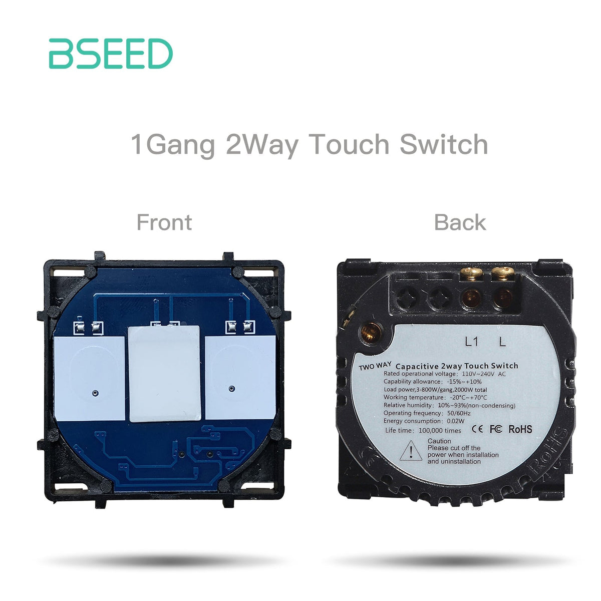 Bseed Light Switch 1/2/3/4 Gang 1/2/3 Way Function Key Touch Control 300W Light Switches Bseedswitch 1 Gang 2 Way