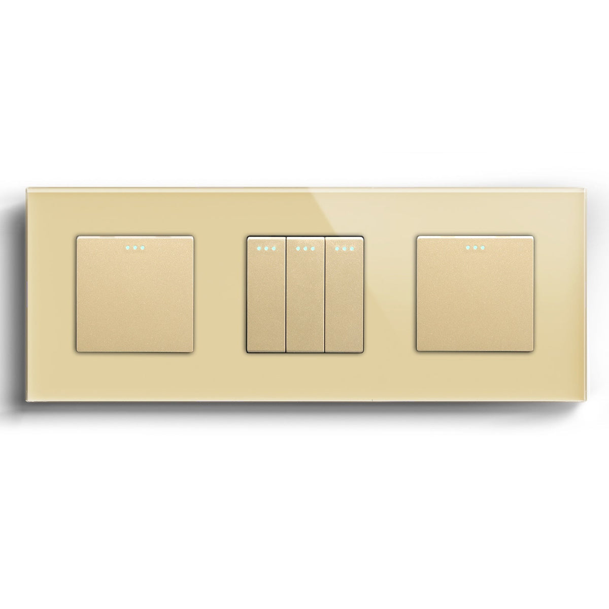 Bseed Mechanical Button Light Switch 1way Switch 228mm Light Switches Bseedswitch Gold 1Gang+3Gang+1Gang