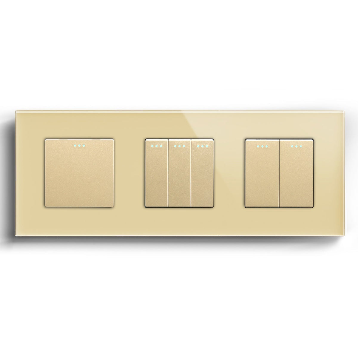 Bseed Mechanical Button Light Switch 1way Switch 228mm Light Switches Bseedswitch Gold 1Gang+3Gang+2Gang