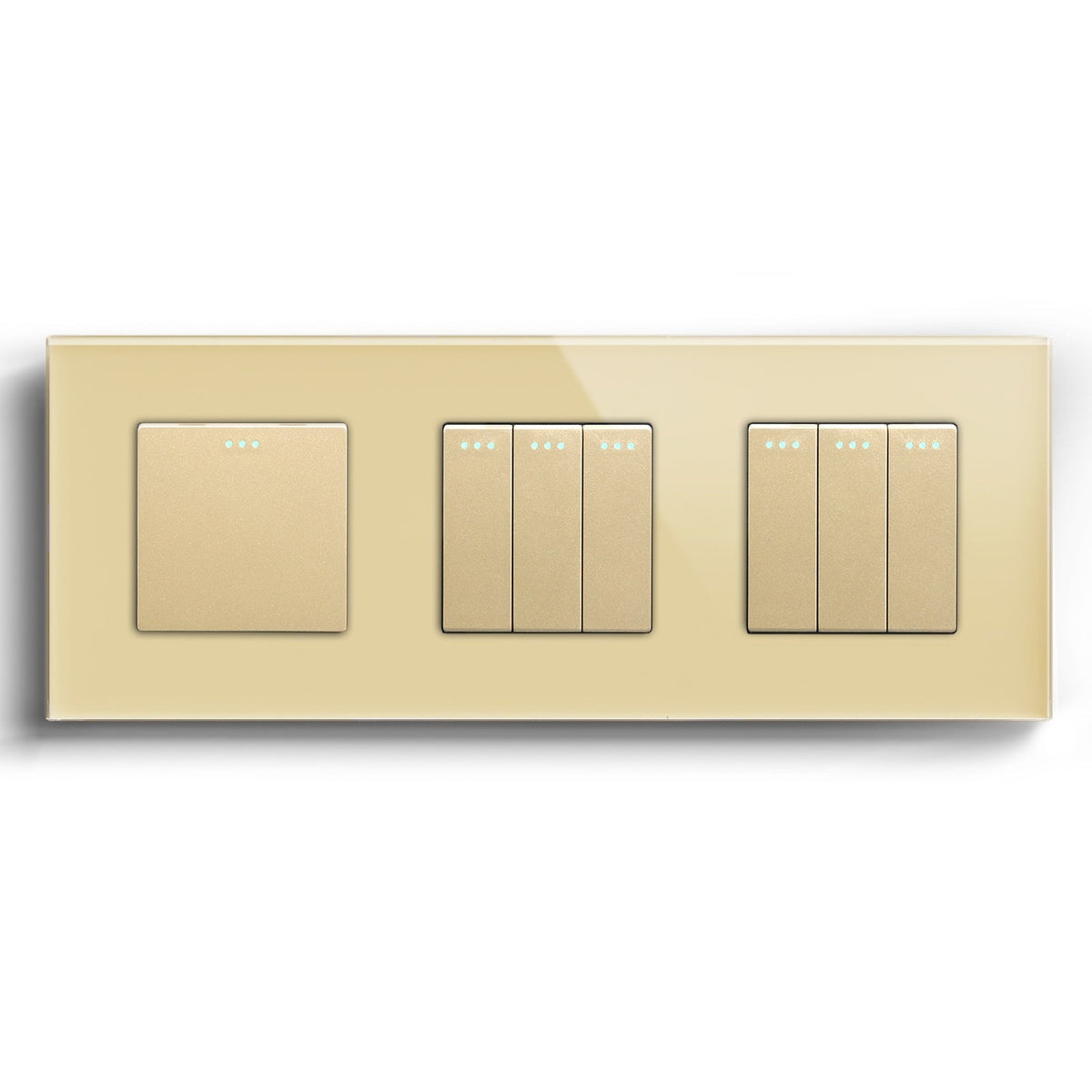 Bseed Mechanical Button Light Switch 1way Switch 228mm Light Switches Bseedswitch Gold 1Gang+3Gang+3Gang