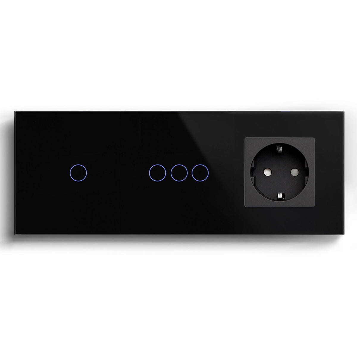 Bseed Double Zigbee Touch 1/2/3 Gang Light Switches Single Live Line Multi Control With EU Standard Not Smart Wall Sockets Light Switches Bseedswitch Black 1gang+3gang +socket