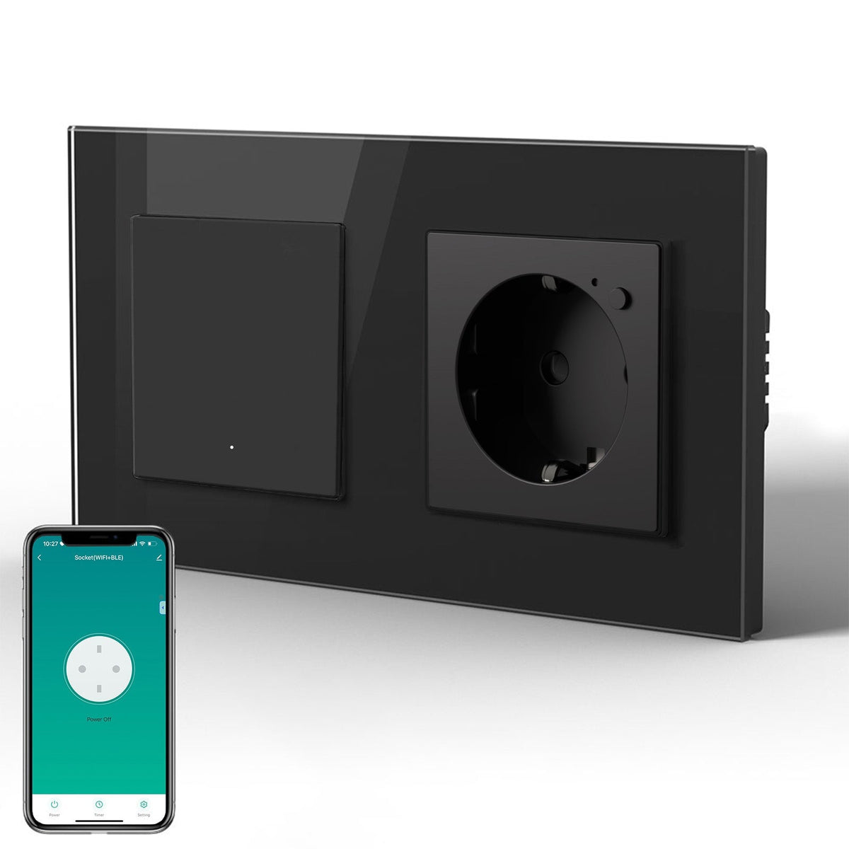 Echo Series Smart Wifi Light Switch With Smart Wifi EU Single Socket 157mm Neutral Line Required Power Outlets & Sockets Bseedswitch Black 1 Gang