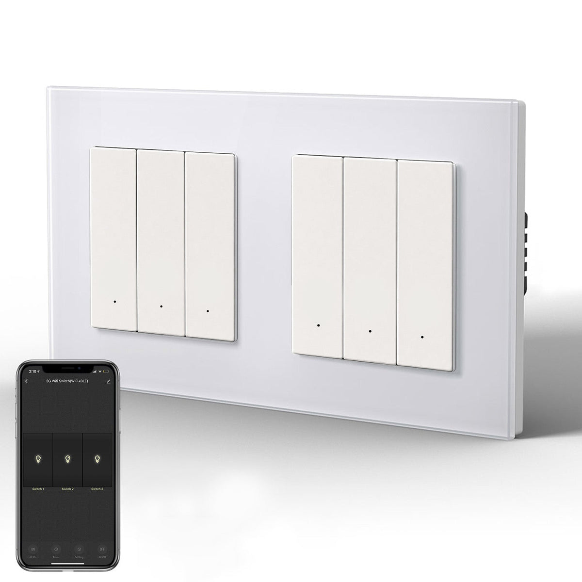 BSEED Smart Wifi Light Switch Double Light Switch (With Neutral) Light Switches Bseedswitch White 3 Gang