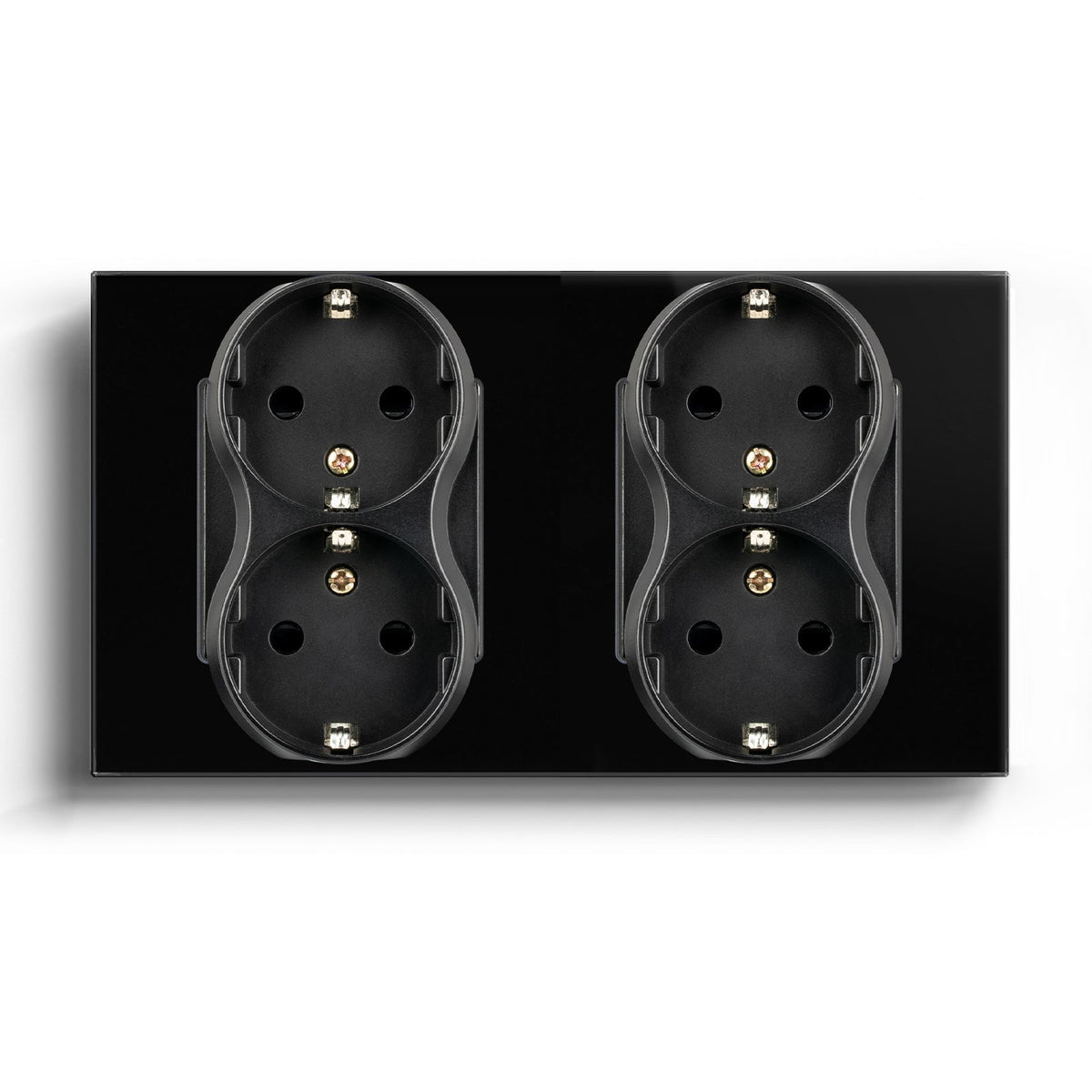 BSEED EU Double Sockets Power Wall Outlet Home Wall Power Sockets Glass Panel Power Outlets & Sockets Bseedswitch Black Double