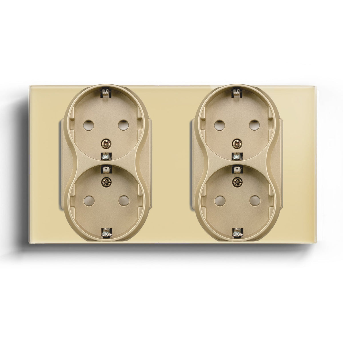 BSEED EU Double Sockets Power Wall Outlet Home Wall Power Sockets Glass Panel Power Outlets & Sockets Bseedswitch Gold Double