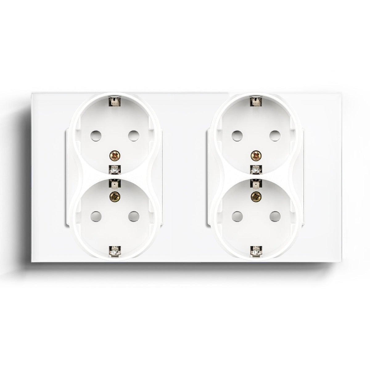 BSEED EU Double Sockets Power Wall Outlet Home Wall Power Sockets Glass Panel Power Outlets & Sockets Bseedswitch White Double