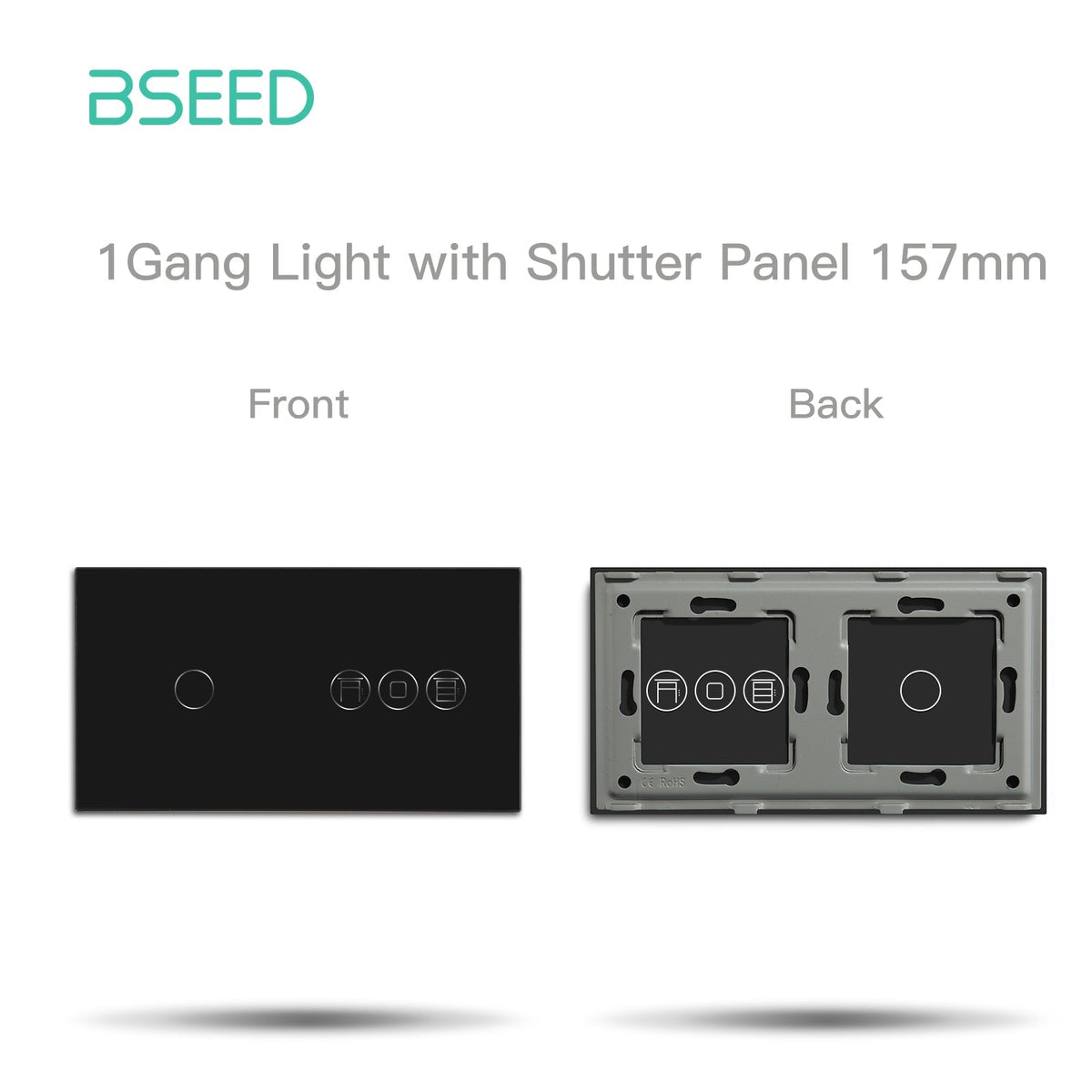 Bseed kristallen glazen paneel voor touch-schakelaar en wifi-rolluikschakelaar functiemodule onderdelen Bseedswitch zwart 1Gang