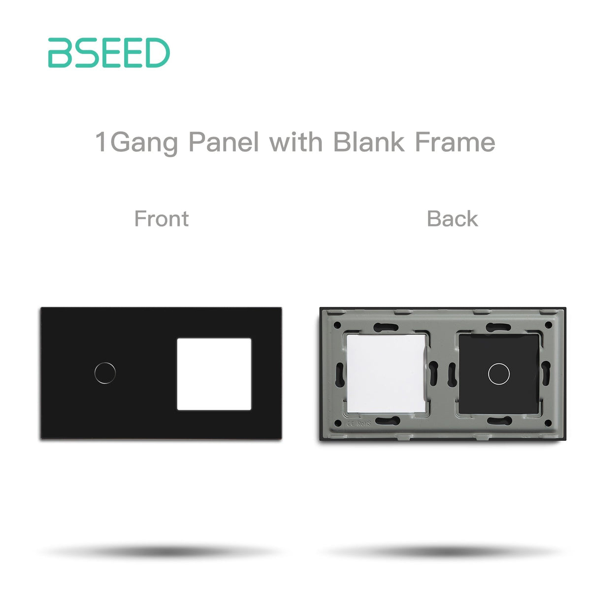 Bseed Crystal Glass Switch Frame Wall Socket DIY Part Home Improvement 157mm Bseedswitch Black 1 Gang+1 slot Frame