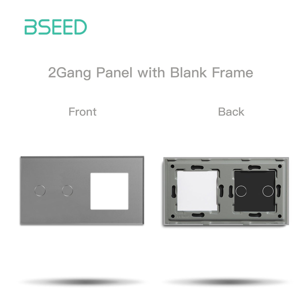 Bseed Crystal Glass Switch Frame Wall Socket DIY Part Home Improvement 157mm Bseedswitch Grey 2 Gang+1 slot Frame