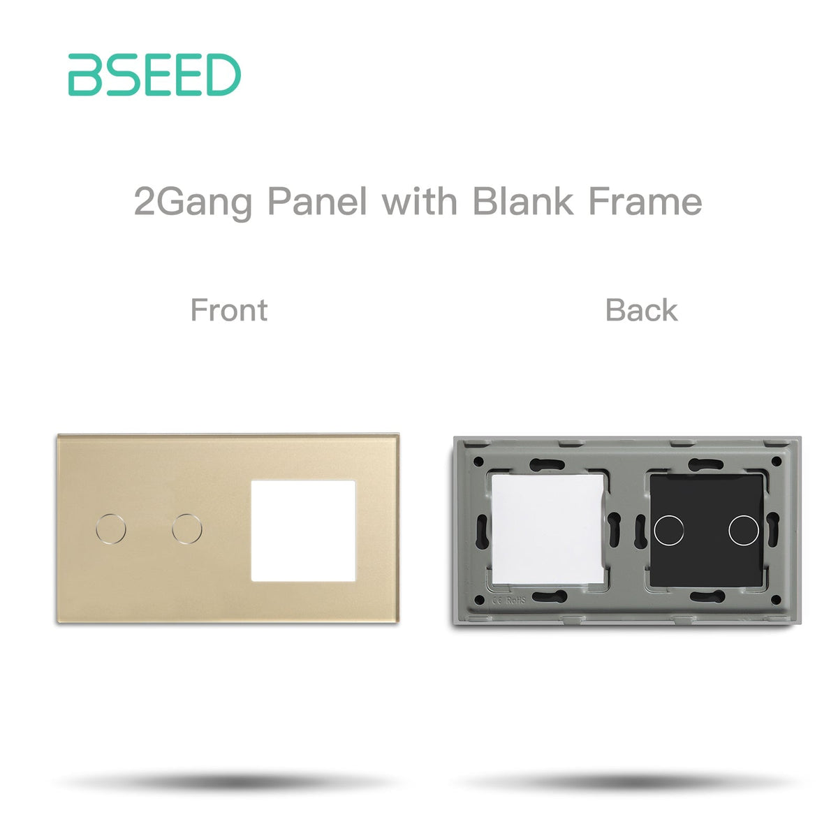 Bseed Crystal Glass Switch Frame Wall Socket DIY Part Home Improvement 157mm Bseedswitch Gold 2 Gang+1 slot Frame