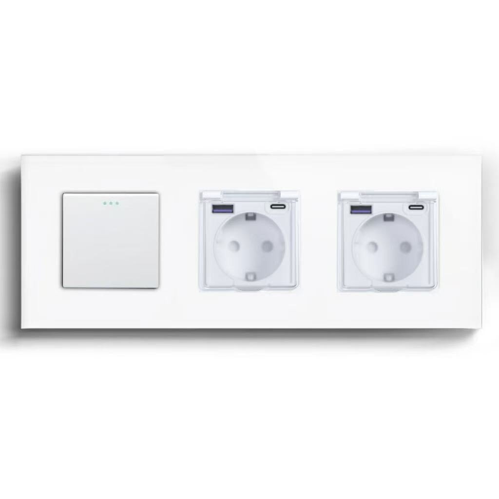 BSEED Product Customization Bseedswitch 1gang 1way switch with double waterproof eu socket with fast charge usb-c port