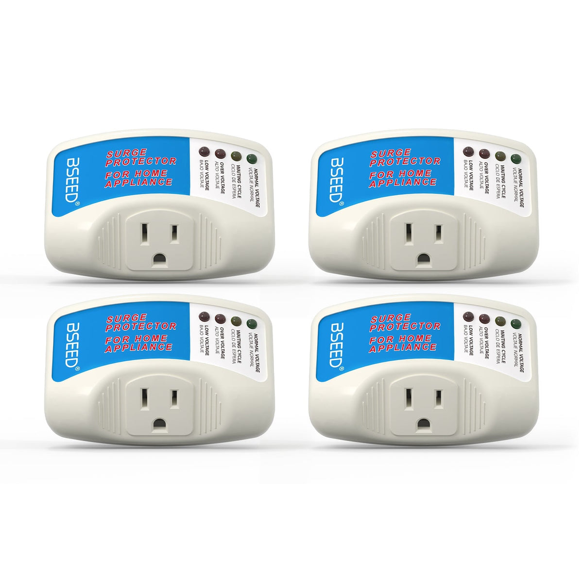 Bseed US 120V Surge Protector Voltage Brownout Plug Home Appliance PC Series Voltage Transformers & Regulators Bseedswitch 1 Socket 4 PCS/Pack