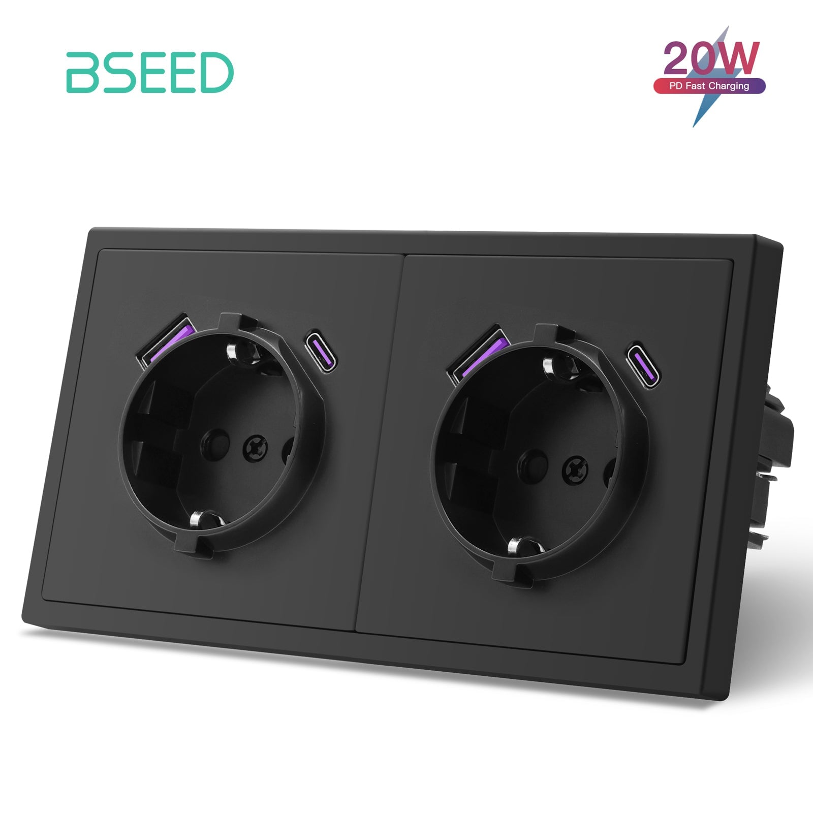 20W Eu Socket With USB&C With Clamping Technique Power Outlets & Sockets Bseedswitch