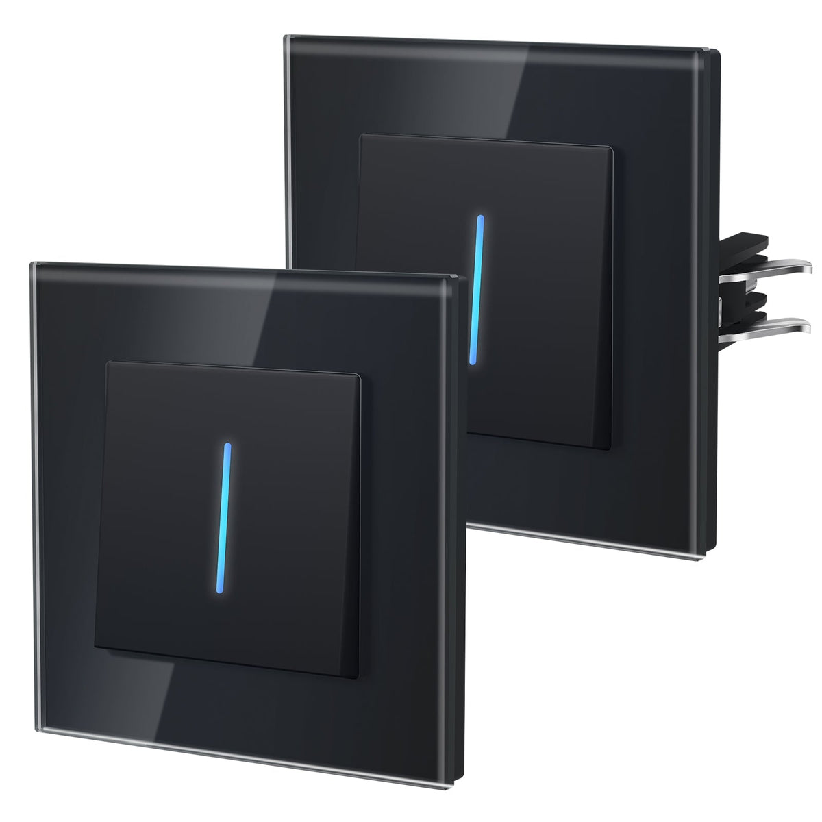 Bseed Echo Series Light Switch 2Way Switch Glass Panel With Clamping technology with Neon 2 Pack Light Switches Bseedswitch Black 1 Gang