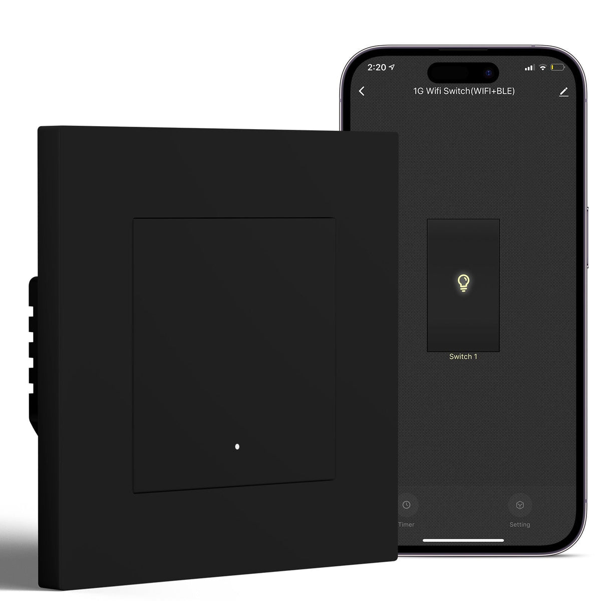 BSEED Smart Wifi Light Switch (With Neutral) Light Switches Bseedswitch Black 1 Gang Plastic