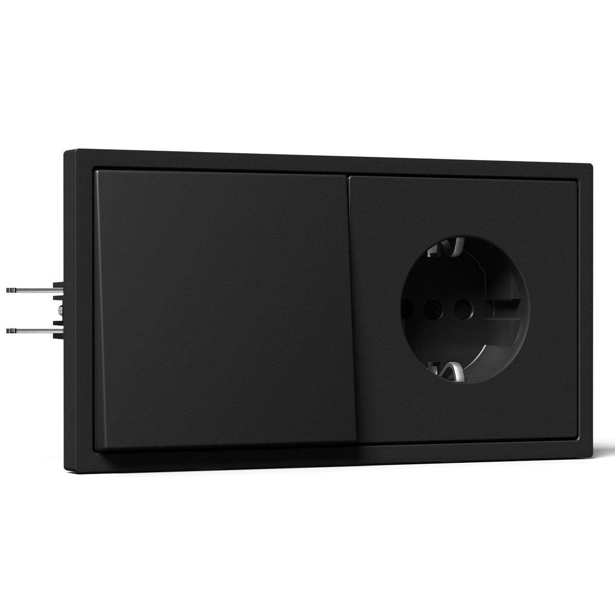 Grand Series Mechanical Light Switch With Eu Wall Socket Plastics Panel with Clamping Technology Light Switches Bseedswitch Black 1 Gang 1 Way