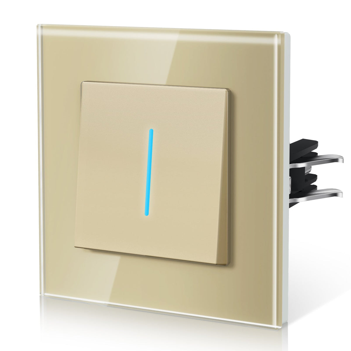 Bseed Echo Series Light Switch Glass Panel With Clamping technology with Neon Light Switches Bseedswitch Gold 1 Gang 2Way