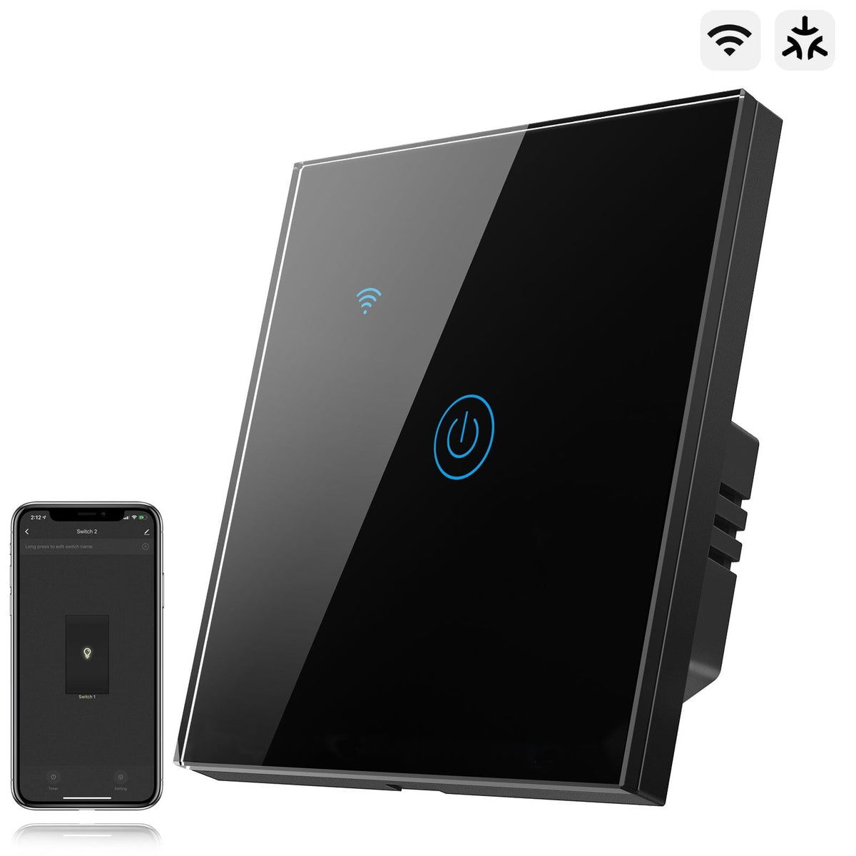 Bseed Smart Matter Wifi Light Switch Electrical Wall Light switches Light Switches Bseedswitch Black 1Pcs/Pack 1 Gang