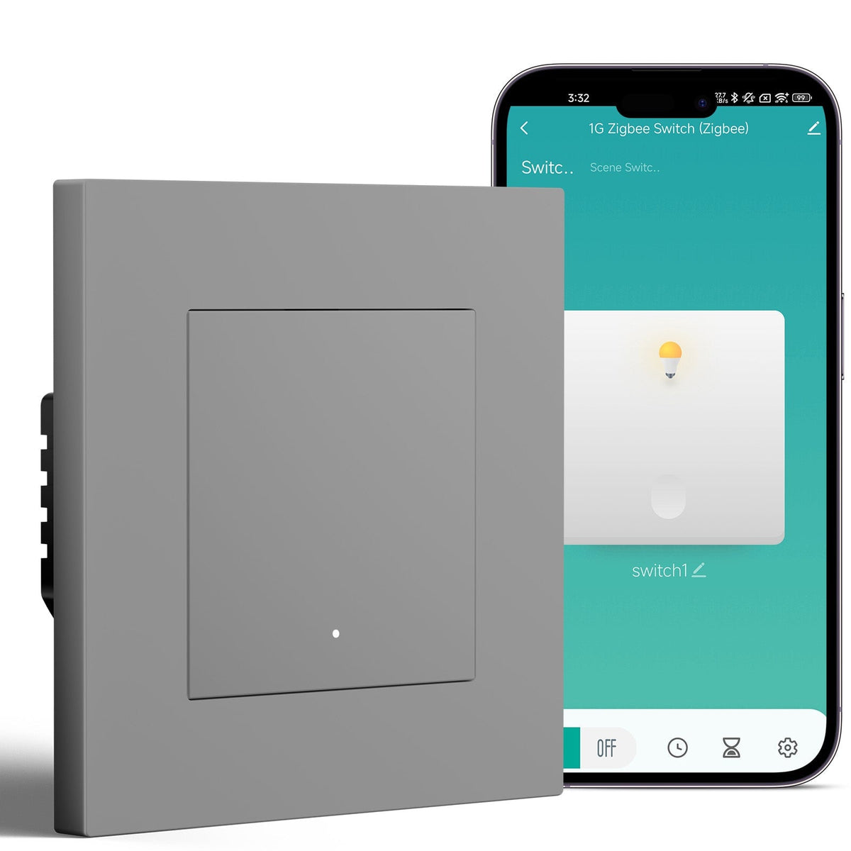 BSEED Smart Zigbee Light Switch (With Neutral) Hub required Switch work with tuya Alexa Light Switches Bseedswitch Grey 1 Gang Plastic