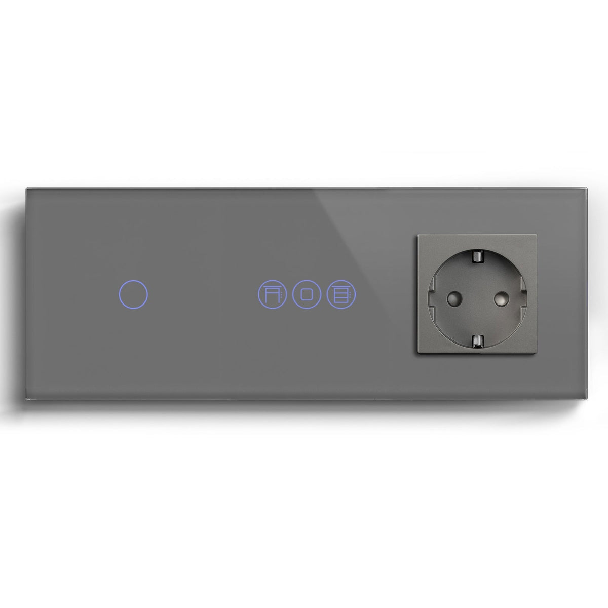 WiFi light switch with roller switch with normal eu socket Light Switches Bseedswitch Grey 1Gang+shutter switch+eo socket