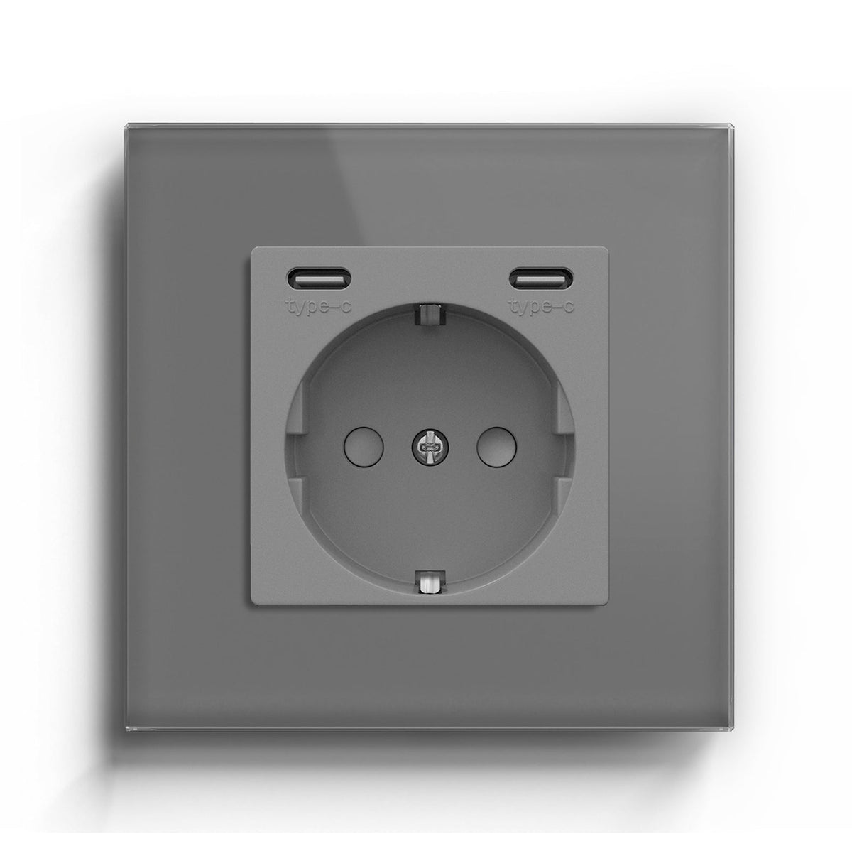 BSEED EU sockets with Double 2.1A Type-C Interface Outlet Wall Socket With Waterproof Power Outlets & Sockets Bseedswitch Grey Single