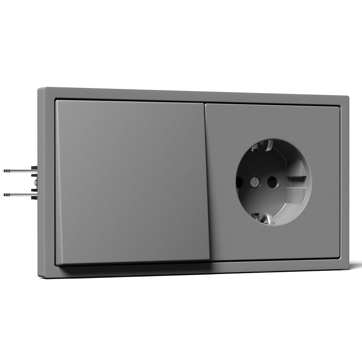 Grand Series Mechanical Light Switch With Eu Wall Socket Plastics Panel with Clamping Technology Light Switches Bseedswitch Grey 1 Gang 1 Way