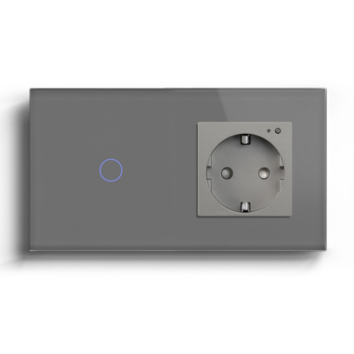 Bseed 1 Gang Smart Wifi Switch With EU Single Wifi Socket 157mm Power Outlets & Sockets Bseedswitch Grey 1Gang