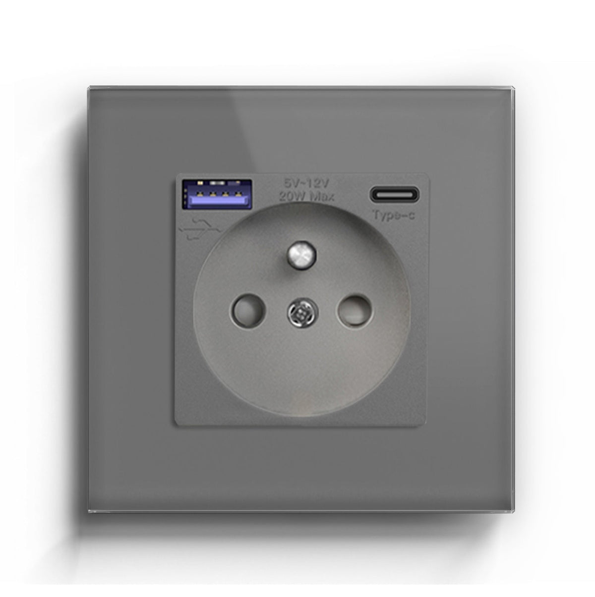 BSEED FR sockets with 20W PD Fast Charge Type-C Interface Outlet Wall Socket Power Outlets & Sockets Bseedswitch Grey Single