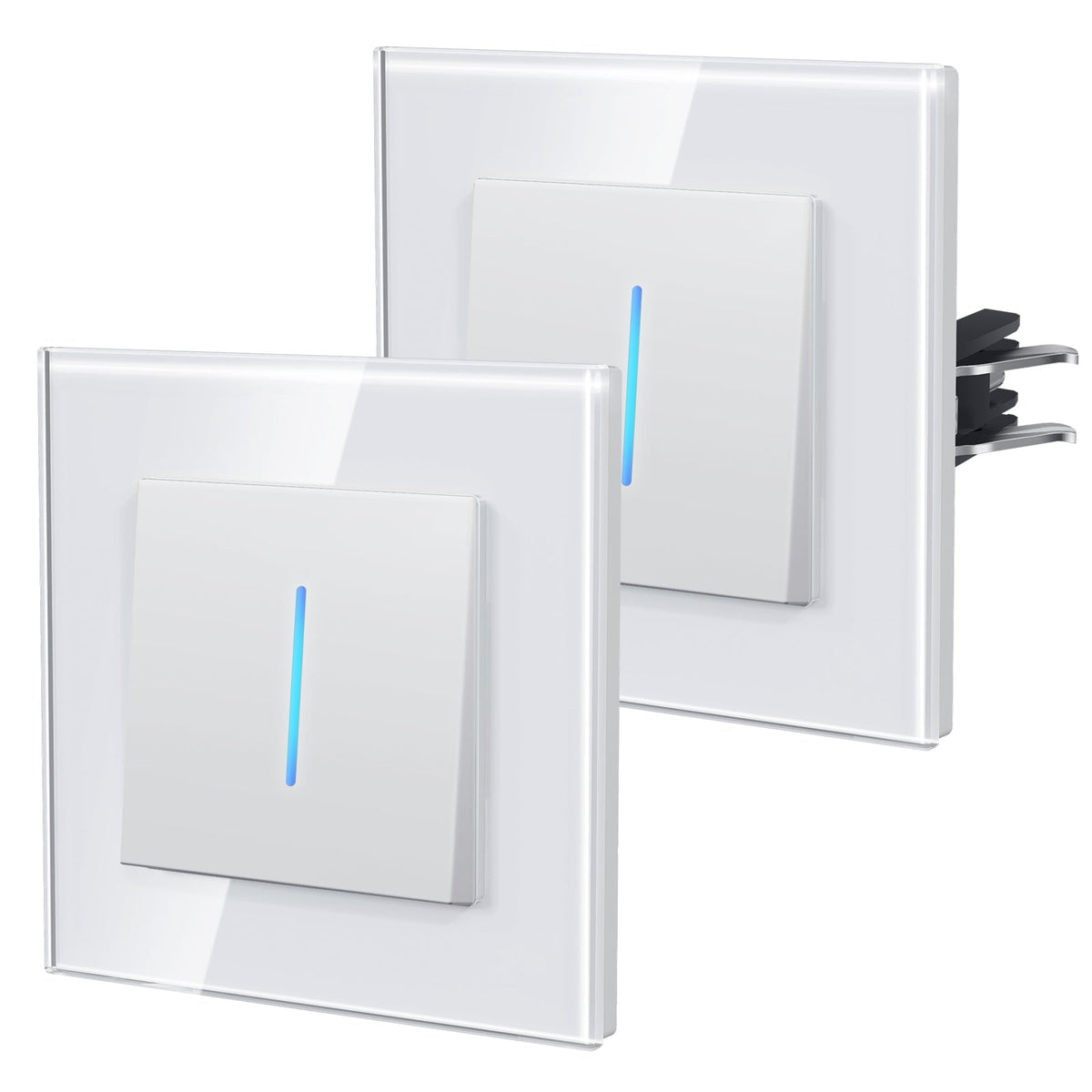 Bseed Echo Series Light Switch 2Way Switch Glass Panel With Clamping technology with Neon 2 Pack Light Switches Bseedswitch White 1 Gang