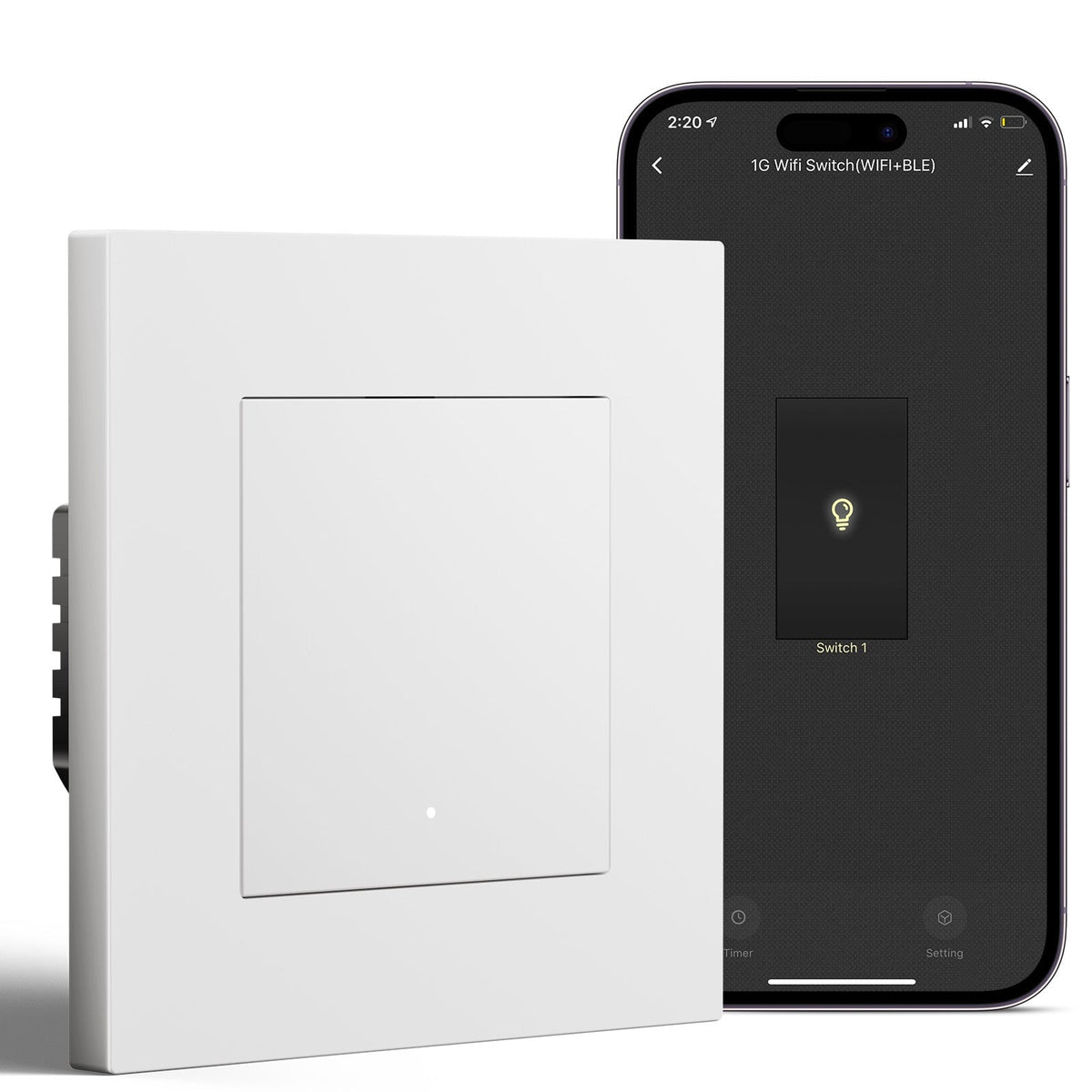 BSEED Smart Wifi Light Switch (With Neutral) Light Switches Bseedswitch White 1 Gang Plastic
