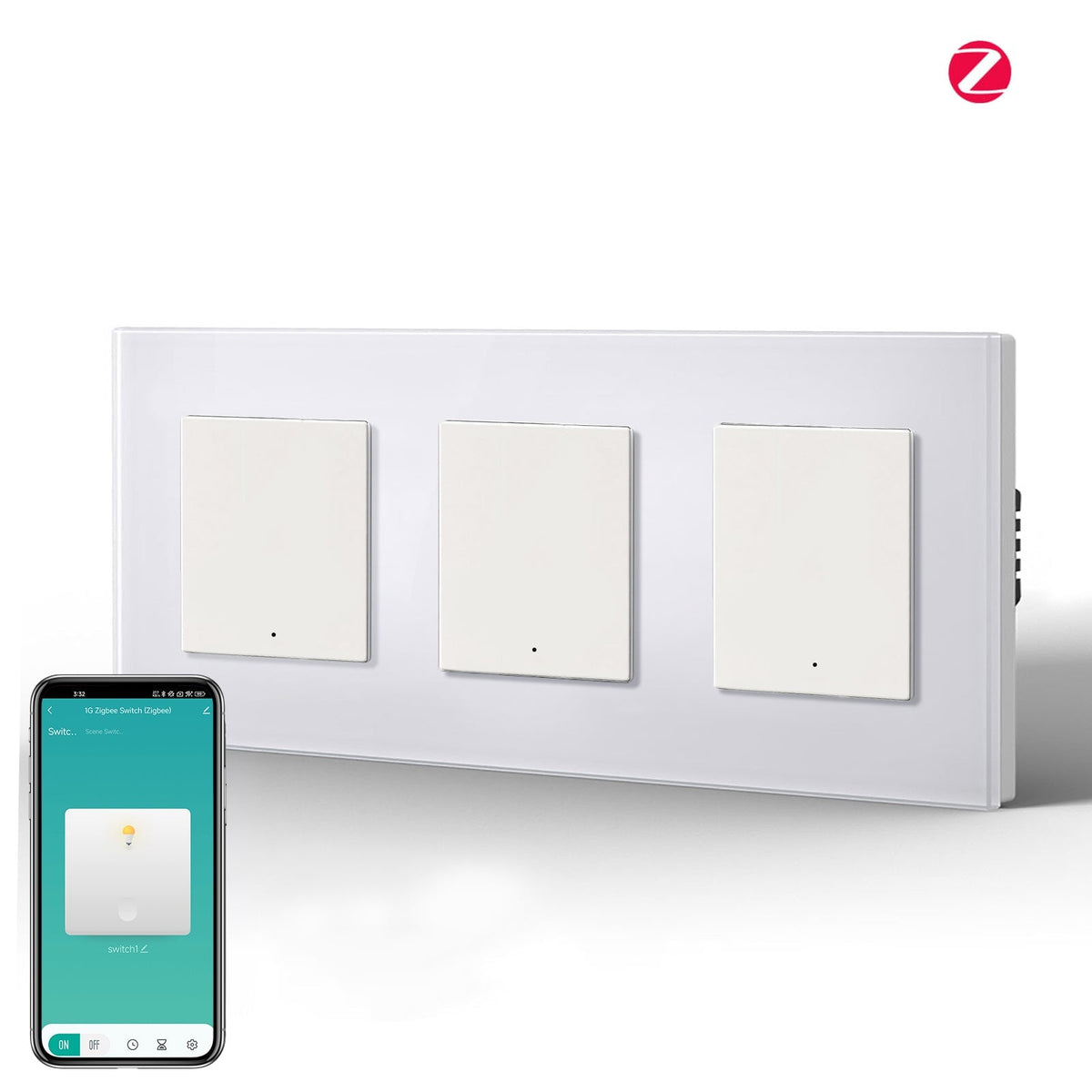 BSEED Triple Smart Zigbee Light Switch (With Neutral) Hub required Switch work with tuya Alexa