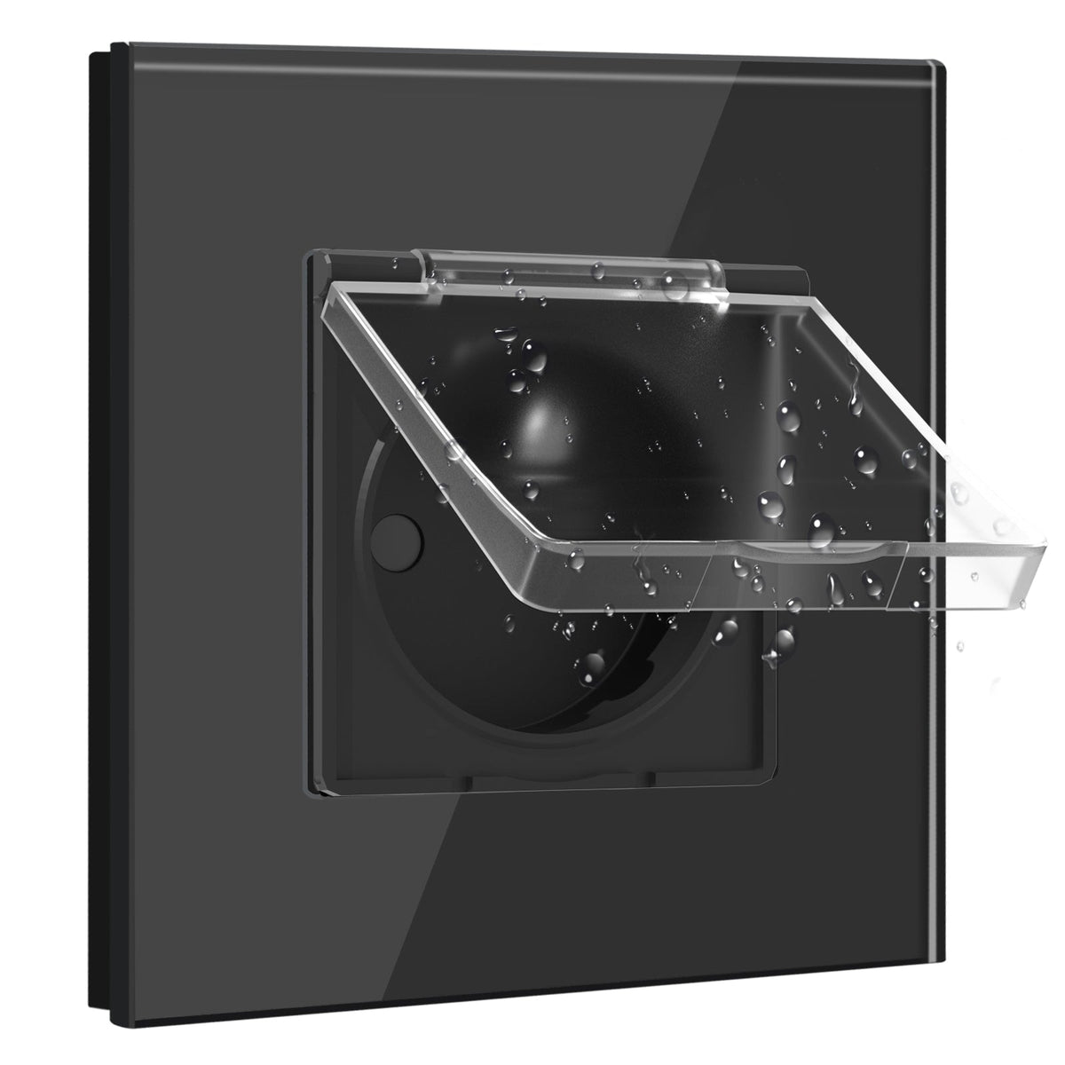 BSEED France Wall Sockets Power Outlets Kids Protection 16A with Waterproof Cover Wall Plates & Covers Bseedswitch black Single