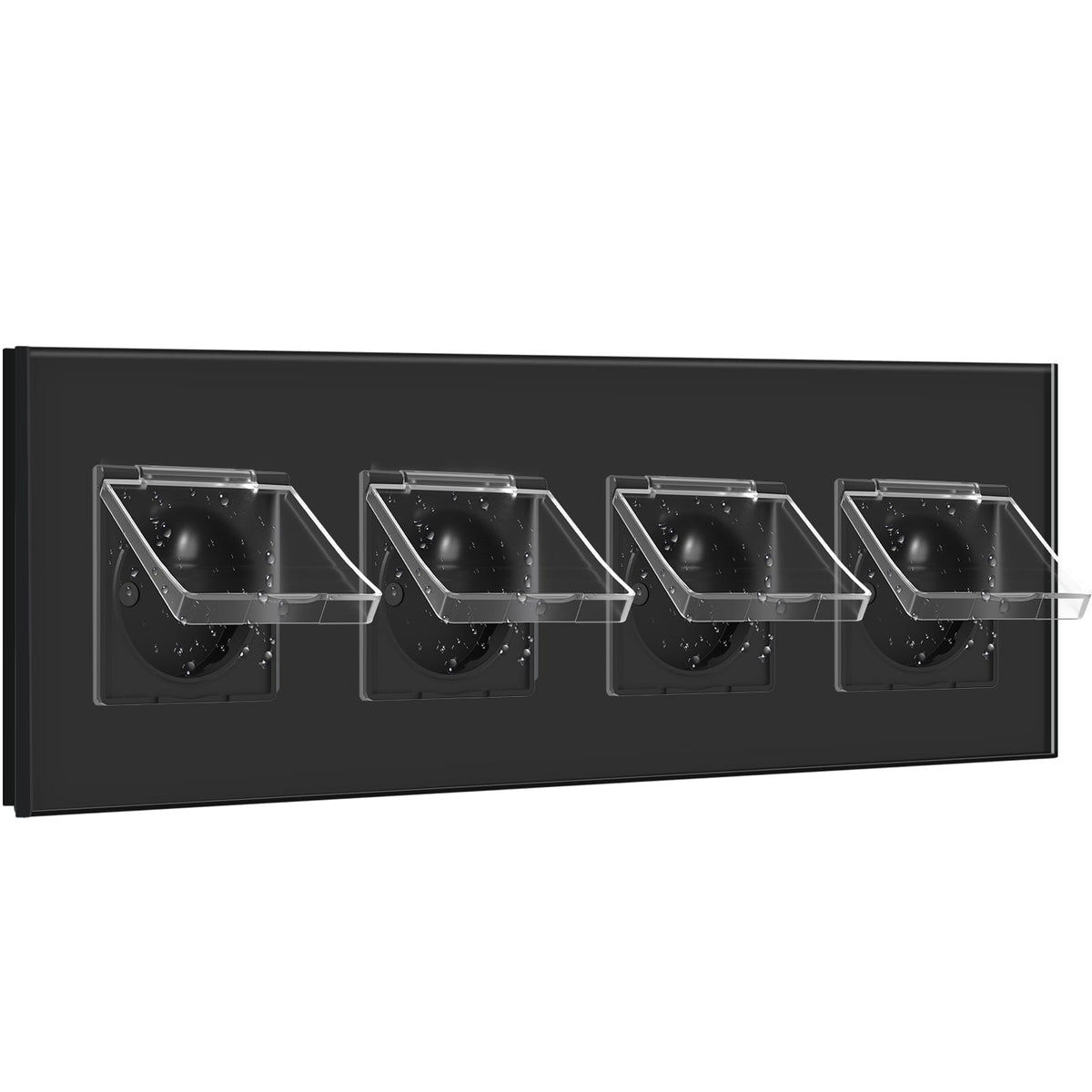 BSEED France Wall Sockets Power Outlets Kids Protection 16A with Waterproof Cover Wall Plates & Covers Bseedswitch black Quadruple
