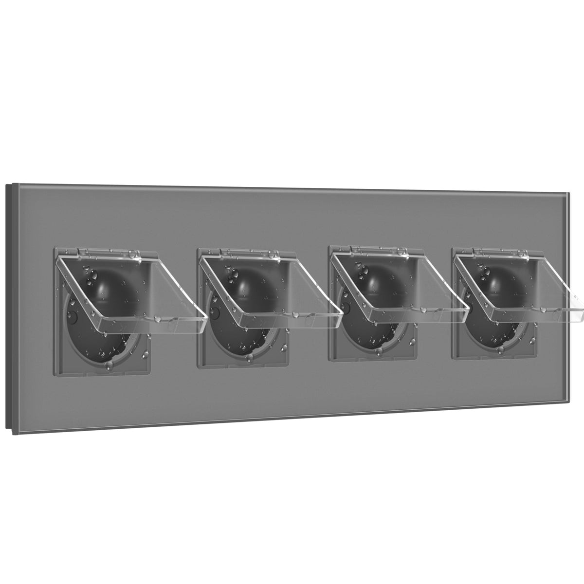 BSEED France Wall Sockets Power Outlets Kids Protection 16A with Waterproof Cover Wall Plates & Covers Bseedswitch grey Quadruple