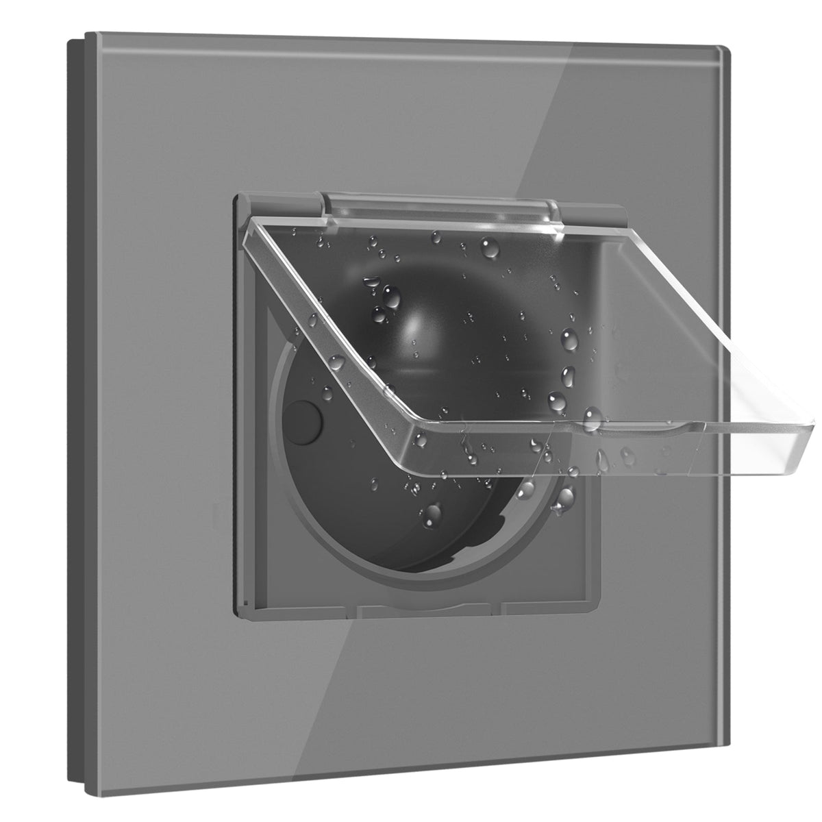 BSEED France Wall Sockets Power Outlets Kids Protection 16A with Waterproof Cover Wall Plates & Covers Bseedswitch grey Single