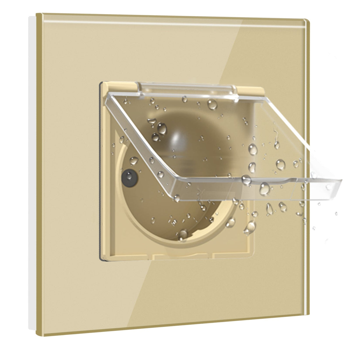 BSEED France Wall Sockets Power Outlets Kids Protection 16A with Waterproof Cover Wall Plates & Covers Bseedswitch gold Single