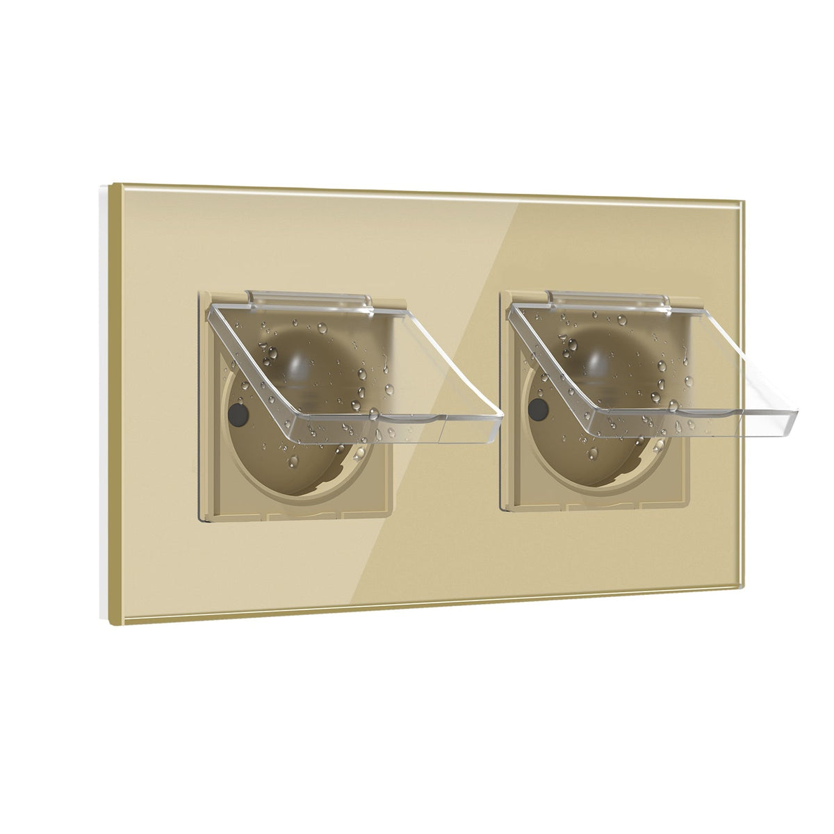 BSEED France Wall Sockets Power Outlets Kids Protection 16A with Waterproof Cover Wall Plates & Covers Bseedswitch gold Double