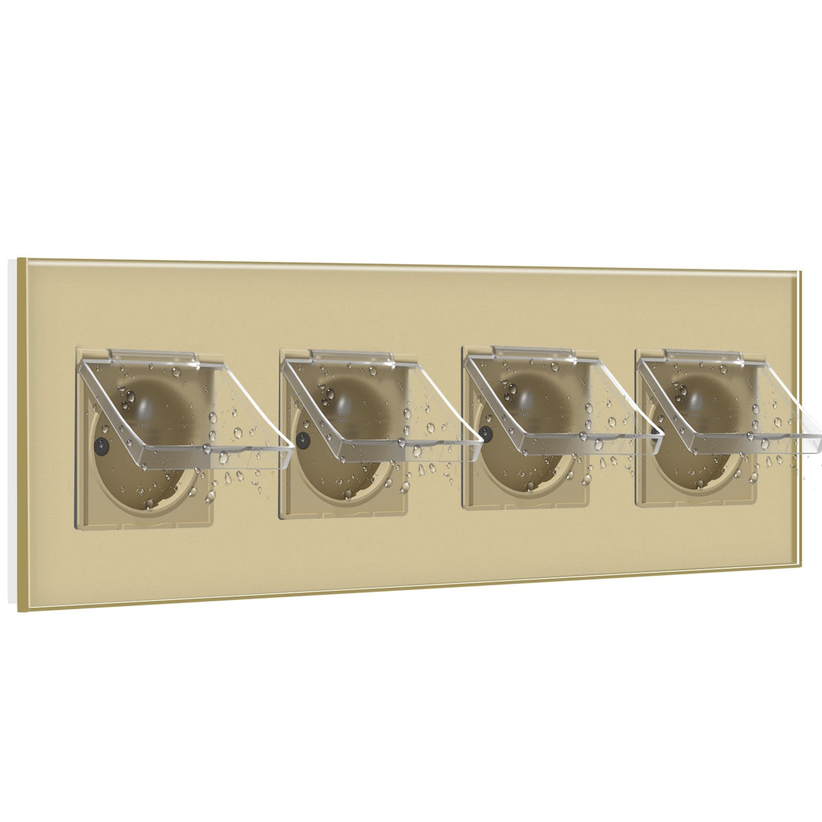 BSEED France Wall Sockets Power Outlets Kids Protection 16A with Waterproof Cover Wall Plates & Covers Bseedswitch gold Quadruple