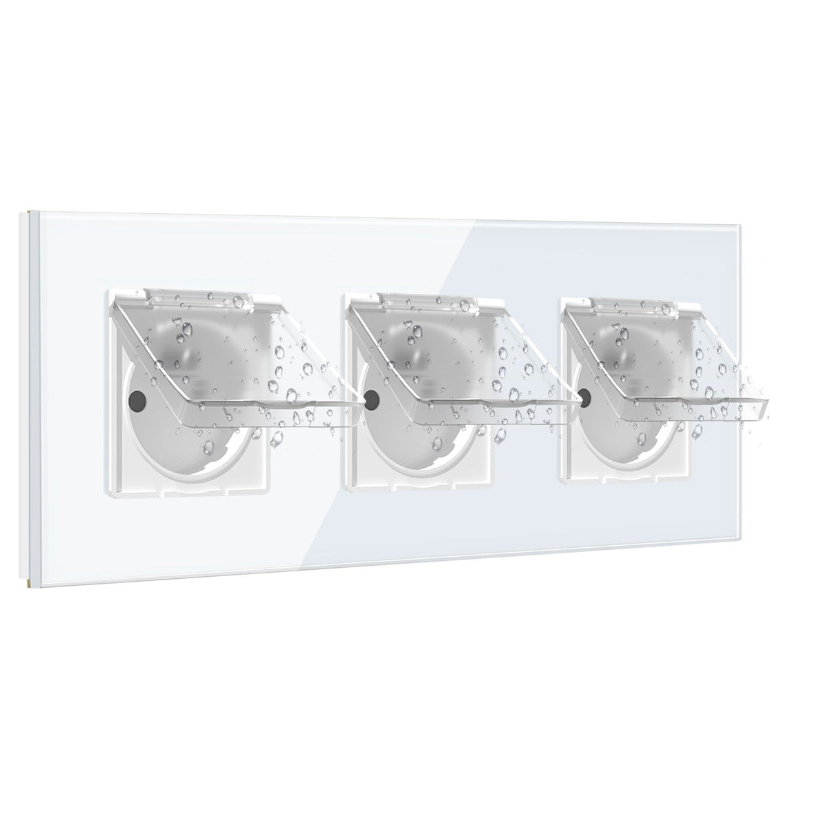 BSEED France Wall Sockets Power Outlets Kids Protection 16A with Waterproof Cover Wall Plates & Covers Bseedswitch white Triple