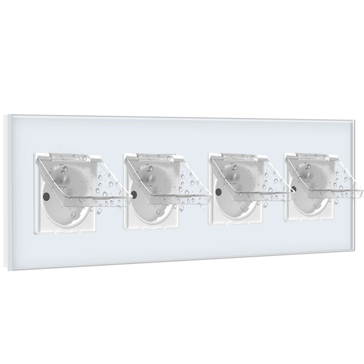 BSEED France Wall Sockets Power Outlets Kids Protection 16A with Waterproof Cover Wall Plates & Covers Bseedswitch white Quadruple